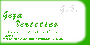 geza vertetics business card